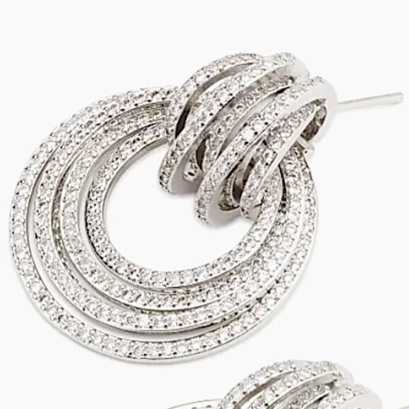 NEW~ Anthropologie Shashi Roux Gold & Cubic Zirconia Door Knocker Earrings - Picture 11 of 12